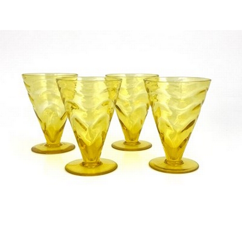 742 - Thomas Pitchford for Thomas Webb, a set of four Art Deco Venetian Ripple glass beakers, circa 1933, ... 