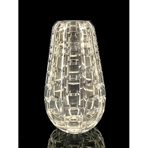 751 - Miroslav Havel for Waterford, a Modernist cut glass Tralee vase, circa 1960s, conical ovoid form, cu... 