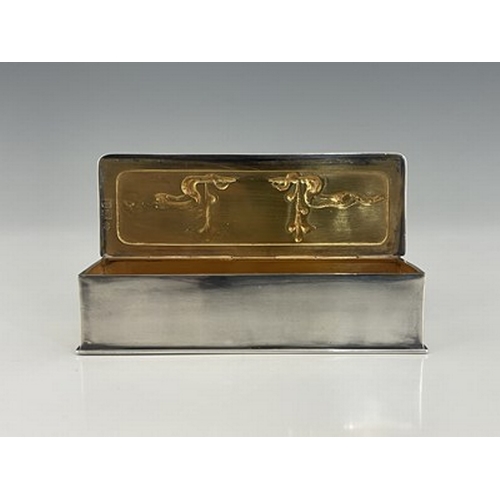 76 - Kate Harris for William Hutton, an Arts and Crafts silver box, London 1904, cuboid form with hinged ... 