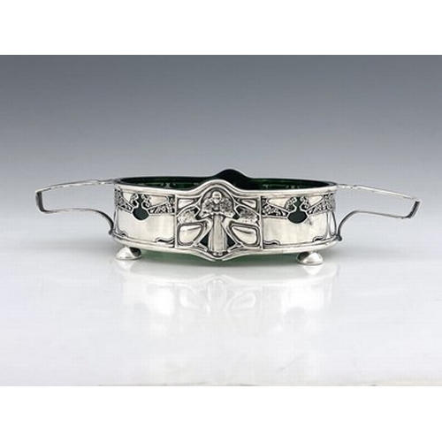 77 - Kate Harris for W G Connell, an Arts and Crafts silver and glass lined centrepiece dish, London 1900... 