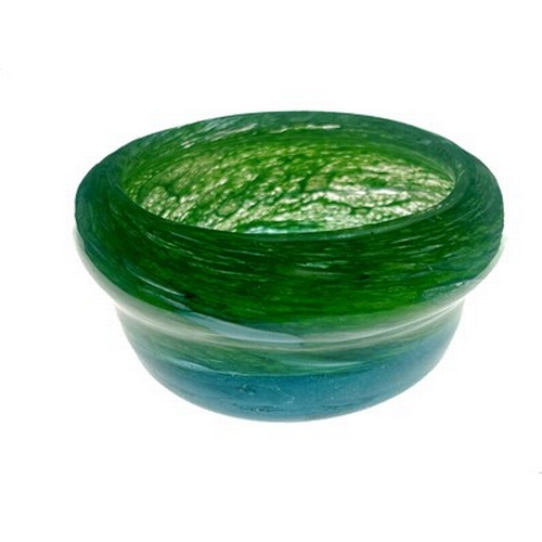 772 - Sam Herman (attributed), a studio art glass bowl, irregular squat ogee gourd form, cased with streak... 