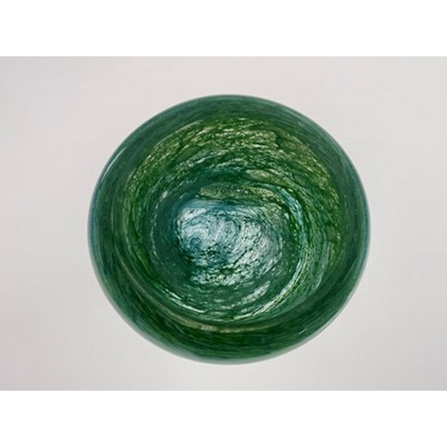 772 - Sam Herman (attributed), a studio art glass bowl, irregular squat ogee gourd form, cased with streak... 