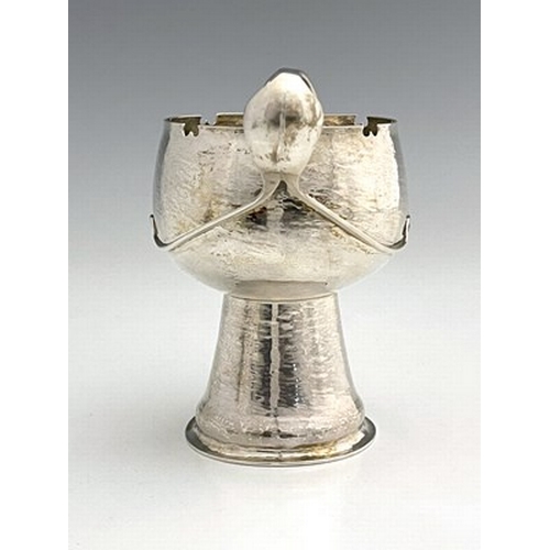 78 - Kate Harris for William Hutton, an Arts and Crafts silver twin handled beaker vase, London 1905, pla... 