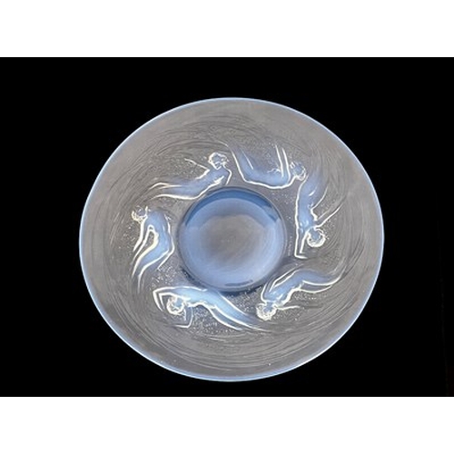 781 - Rene Lalique, an Ondines opalescent glass plate, model 3003, designed circa 1921, frosted and polish... 