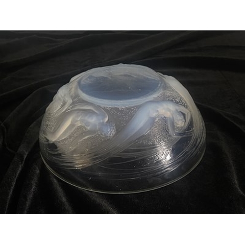 784 - Rene Lalique, an Ondines opalescent glass bowl, model 380, designed circa 1921, frosted and polished... 