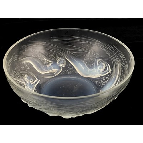 784 - Rene Lalique, an Ondines opalescent glass bowl, model 380, designed circa 1921, frosted and polished... 