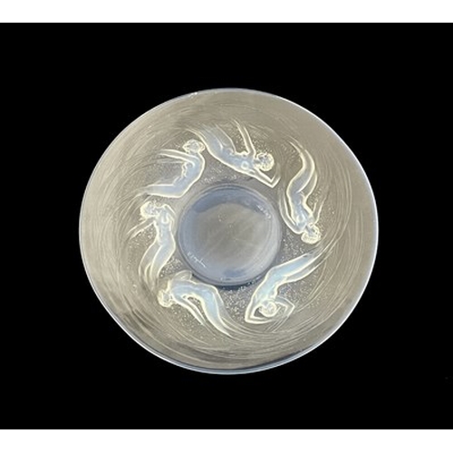 785 - Rene Lalique, an Ondines opalescent glass plate, model 3003, designed circa 1921, frosted and polish... 