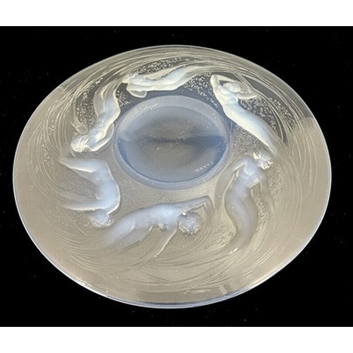 785 - Rene Lalique, an Ondines opalescent glass plate, model 3003, designed circa 1921, frosted and polish... 