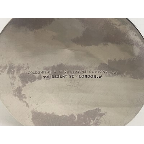 79 - Kate Harris for Goldsmiths and Silversmiths Company, an Arts and Crafts silver twin handled dish, Lo... 