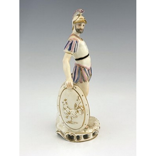 791 - A German porcelain figure of Mars, 19th century, underglaze blue Meissen style mark, 15cm high