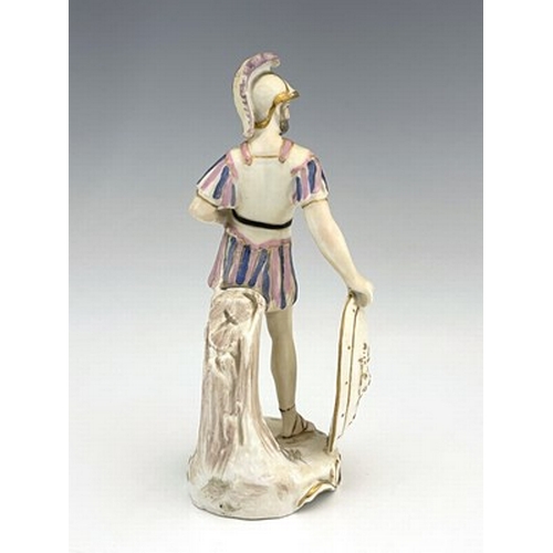 791 - A German porcelain figure of Mars, 19th century, underglaze blue Meissen style mark, 15cm high