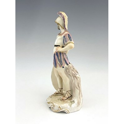 791 - A German porcelain figure of Mars, 19th century, underglaze blue Meissen style mark, 15cm high