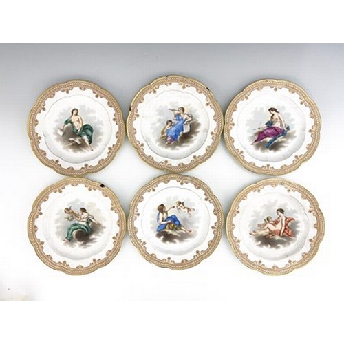 801 - A set of twelve French porcelain cabinet plates, late 19th century, 23cm wide (12)