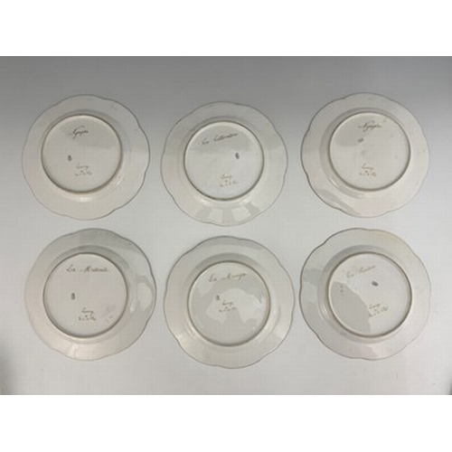 801 - A set of twelve French porcelain cabinet plates, late 19th century, 23cm wide (12)