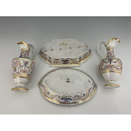 802 - A French porcelain toilet set, probably Rue de La Roquette, Courtille, Locre, Paris circa 1785, incl... 