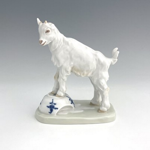 809 - A Meissen figure of a goat on a teacup, model V.107, later 20th century, 14.5cm high