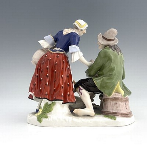 813 - A Meissen figure group, The Deal with Goose, model 720, late 19th or early 20th century, after J J K... 