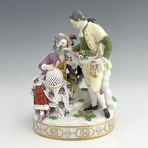 815 - A Meissen figure group, model G22, after Michel Victor Acier, late 19th century, modelled as a court... 