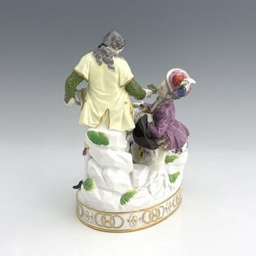 815 - A Meissen figure group, model G22, after Michel Victor Acier, late 19th century, modelled as a court... 