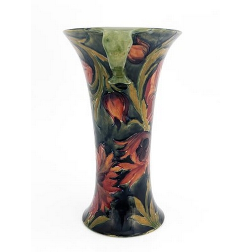 838 - William Moorcroft, a Spanish twin handled vase, circa 1915, waisted form, impressed Burslem marks an... 