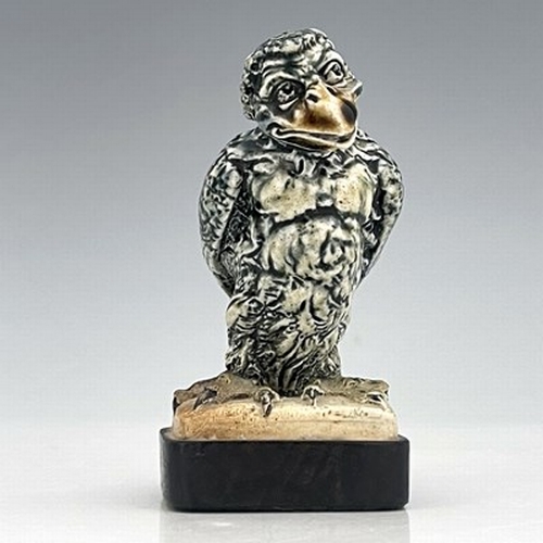 854 - Robert Wallace Martin for Martin Brothers, a miniature stoneware Barrister bird sculpture, 1913, mod... 