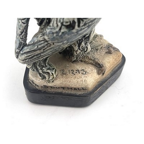 854 - Robert Wallace Martin for Martin Brothers, a miniature stoneware Barrister bird sculpture, 1913, mod... 