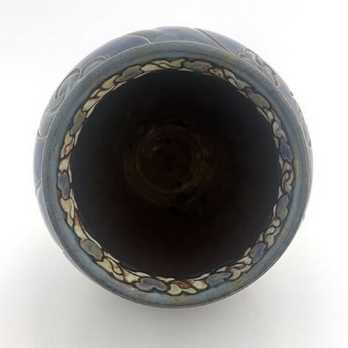 857 - Mark V Marshall for Royal Doulton, a stoneware vase, shouldered ovoid form, carved with seaweed desi... 