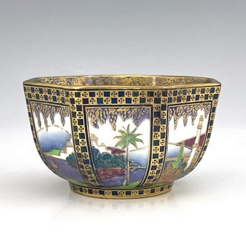 868 - Daisy Makeig-Jones for Wedgwood, a small Fairyland lustre octagonal bowl, Pixies on Toadstools inter... 