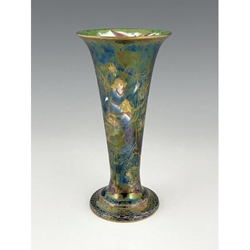 869 - Daisy Makeig-Jones for Wedgwood, a Fairyland lustre trumpet vase, shape 2810, Butterfly Women patter... 