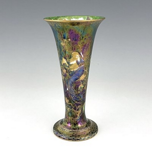 869 - Daisy Makeig-Jones for Wedgwood, a Fairyland lustre trumpet vase, shape 2810, Butterfly Women patter... 