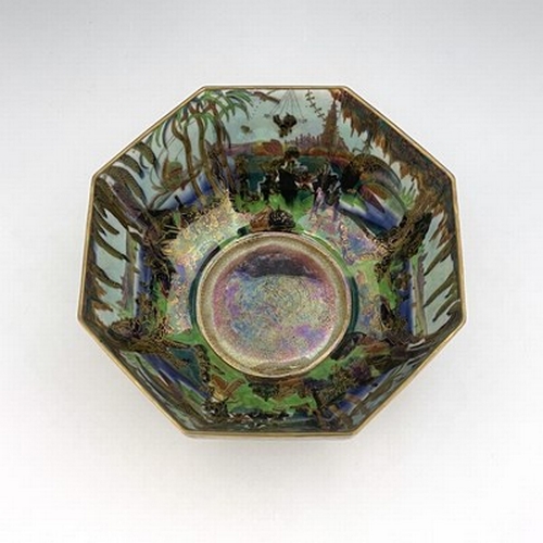 871 - Daisy Makeig-Jones for Wedgwood, a Fairyland lustre octagonal bowl, Fairy in a Cage interior, the ex... 