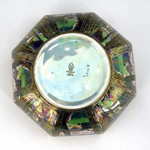 871 - Daisy Makeig-Jones for Wedgwood, a Fairyland lustre octagonal bowl, Fairy in a Cage interior, the ex... 