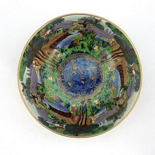 873 - Daisy Makeig-Jones for Wedgwood, a Fairyland lustre Imperial bowl, Picnic by a River interior, the e... 