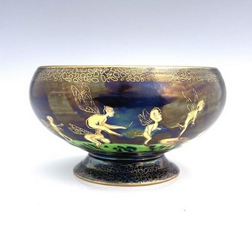 874 - Daisy Makeig-Jones for Wedgwood, a Fairyland lustre Empire bowl, Leapfrogging Elves, Z4968, with Elv... 