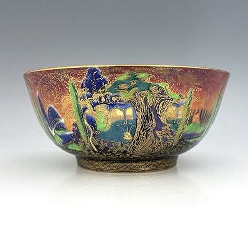 875 - Daisy Makeig-Jones for Wedgwood, Fairyland lustre Imperial bowl, Elves and Bell Branch interior with... 