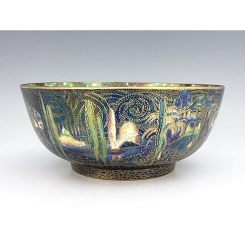 876 - Daisy Makeig-Jones for Wedgwood, a Fairyland lustre Imperial bowl, Woodland Elves III, Feathered Hat... 