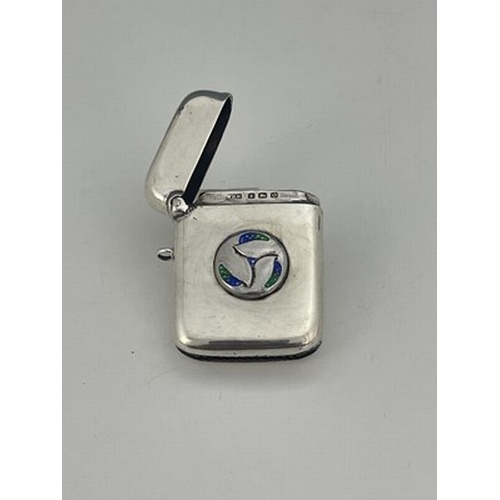 88 - Archibald Knox for Liberty and Co., an Arts and Crafts silver and enamelled vesta case, William Hair... 