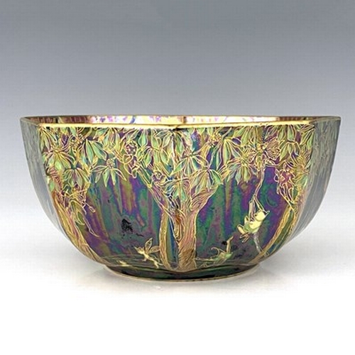 881 - Daisy Makeig-Jones for Wedgwood, a Fairyland lustre octagonal bowl, Ship and Mermaid interior, the e... 