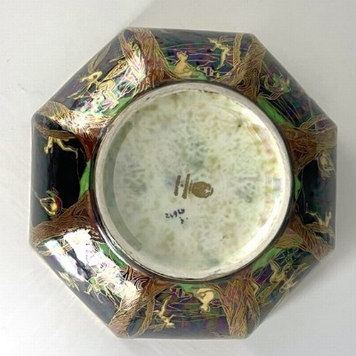 881 - Daisy Makeig-Jones for Wedgwood, a Fairyland lustre octagonal bowl, Ship and Mermaid interior, the e... 