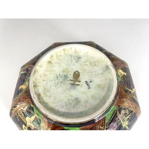 881 - Daisy Makeig-Jones for Wedgwood, a Fairyland lustre octagonal bowl, Ship and Mermaid interior, the e... 