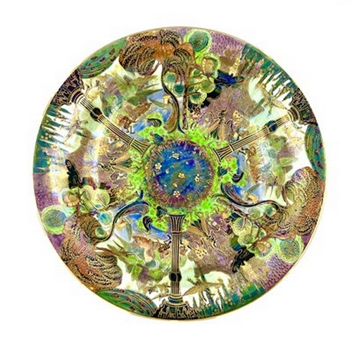 882 - Daisy Makeig-Jones for Wedgwood, a Fairyland lustre Lily tray, Garden of Paradise, Variation I desig... 