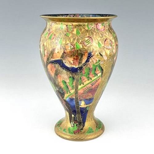 883 - Daisy Makeig-Jones for Wedgwood, a Flame Fairyland lustre vase, shape 2351, Imps on a Bridge and Tre... 