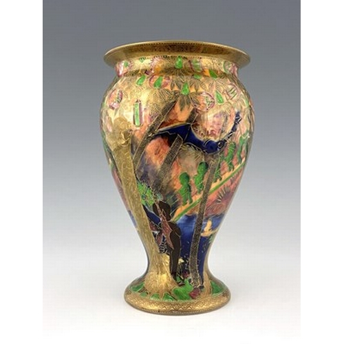 883 - Daisy Makeig-Jones for Wedgwood, a Flame Fairyland lustre vase, shape 2351, Imps on a Bridge and Tre... 