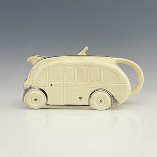 890 - A Sadler At Deco novelty teapot, modelled as a bus, cream glaze, moulded marks