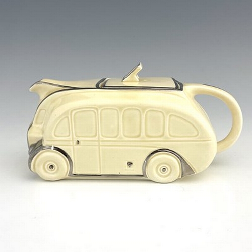 890 - A Sadler At Deco novelty teapot, modelled as a bus, cream glaze, moulded marks