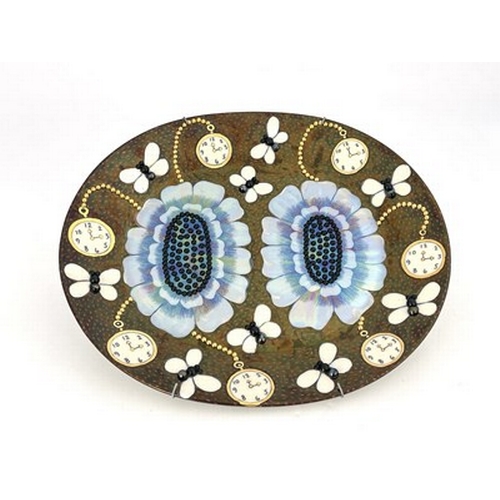 893 - Birger Kaipiainen (Finnish, 1915-1988), Dish Duetto, oval ceramic dish, Arabia Art, Finland, 1983, f... 