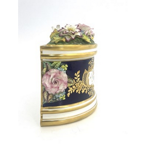 896 - Stefan Nowacki for Lynton Porcelain, a demi-lune bough pot and cover, the lid encrusted with roses, ... 