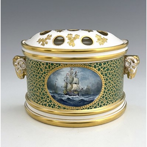 897 - Stefan Nowacki for Lynton porcelain, a two handled demi-lune bough pot, circa 1984, painted with Dut... 