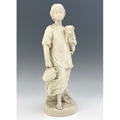 903 - Louis Malempre for Copeland, a Parian figure of a child with a dog, made for the Crystal Palace Art ... 