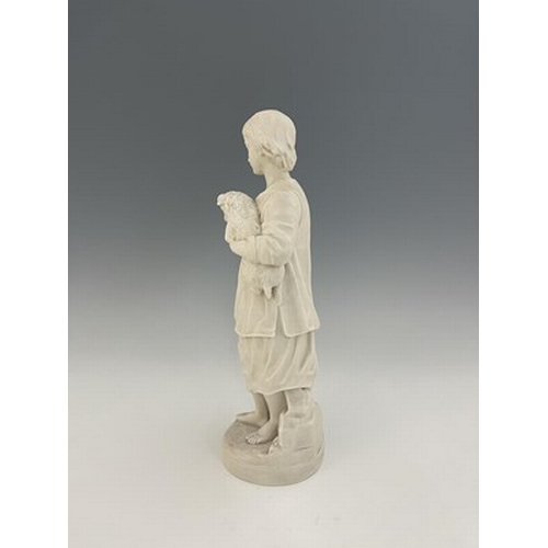 903 - Louis Malempre for Copeland, a Parian figure of a child with a dog, made for the Crystal Palace Art ... 